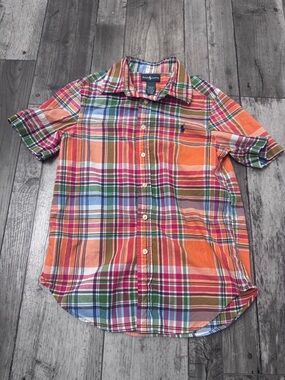Polo Ralph Lauren Classic Fit Button Medium 10/12 Plaid Colorful Cotton Madras